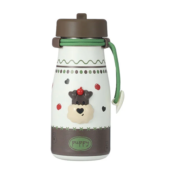 Milchflasche aus Edelstahl mit Strohhalm